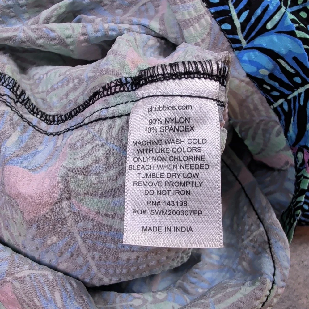 Chubbies Mens XL Swim Trunks Tropical Palm Leaf Blue Green Pink 5.5 Inseam
